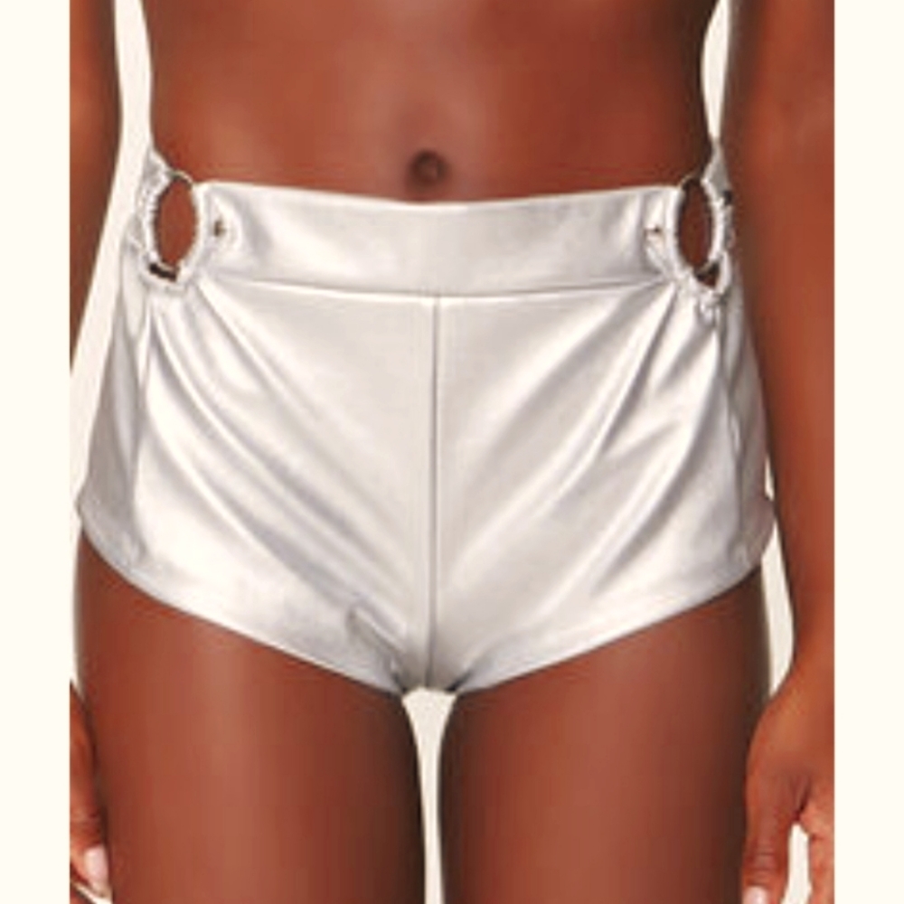 NWT FAUX LEATHER SILVER SHORTS